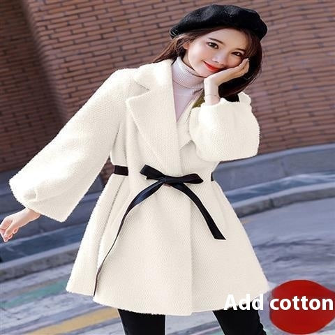 Korean Style Loose Thick Temperament Small Size Woolen Coat