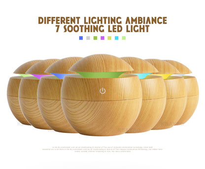 USB Ultrasonic Aroma Diffuser & Humidifier with 7-Color LED Light