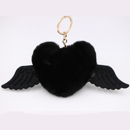 Heart Wool Ball Keychain Pendant