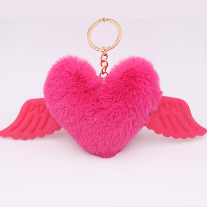 Heart Wool Ball Keychain Pendant