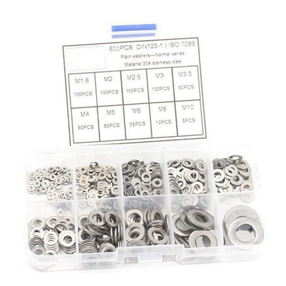 304 Stainless Steel Flat Washer Set M1.6–M10