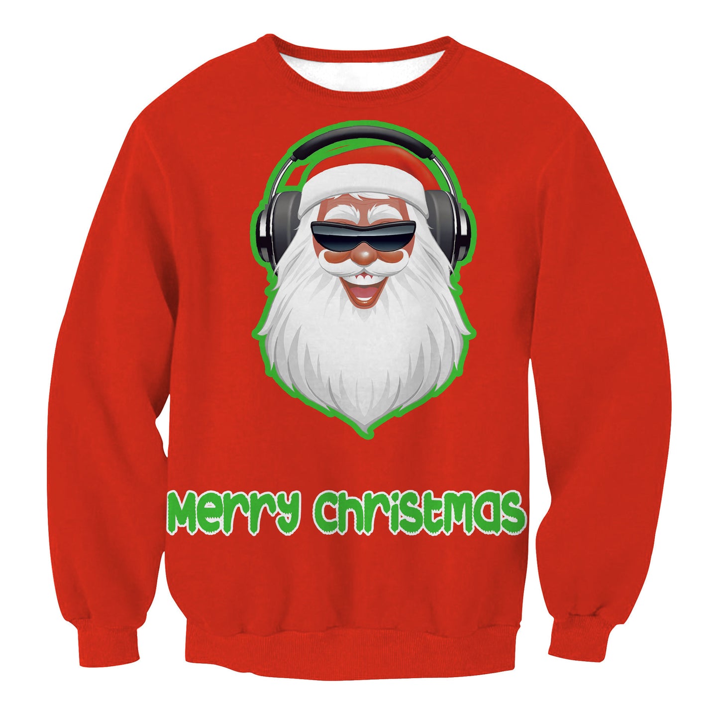 Ugly Christmas Sweater, Santa Elf Print, Pullover
