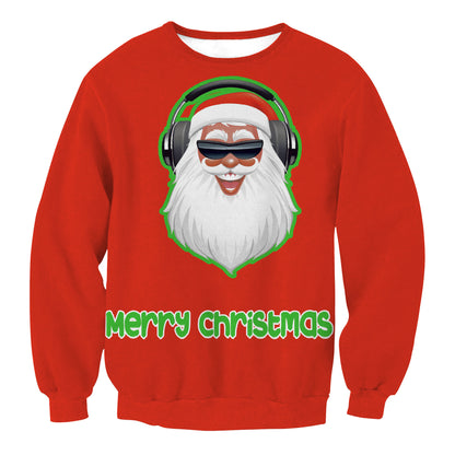 Ugly Christmas Sweater, Santa Elf Print, Pullover