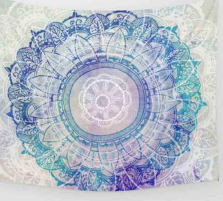 Green & Blue Mandala Tapestry - 210x150cm