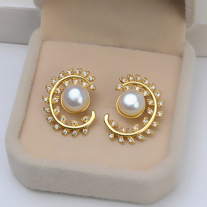S925 Silver Stud Earrings Leaves For Women