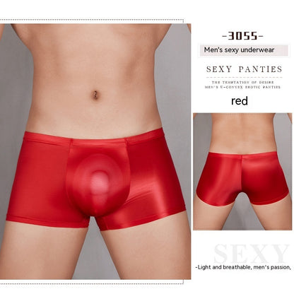 Oil Glossy U Convex Transparent Men's Stretch Shorts