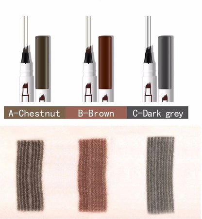 Waterproof Four-Claw Eyebrow Pen - Natural Eyebrow Tint Fork Tip Pencil
