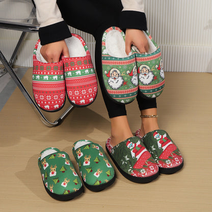 Christmas Snowman Elk Santa Claus Plush Slippers
