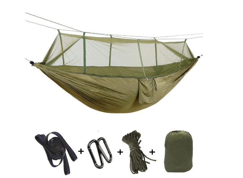 Portable Parachute Hammock with Mosquito Net - Army Green