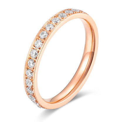 Diamond Titanium Steel Stackable Women's Ring