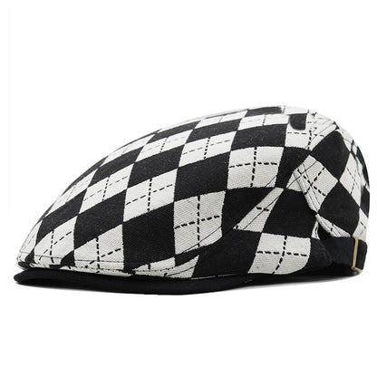 Retro Plaid Short Brim Advance British Casual Painter Hat