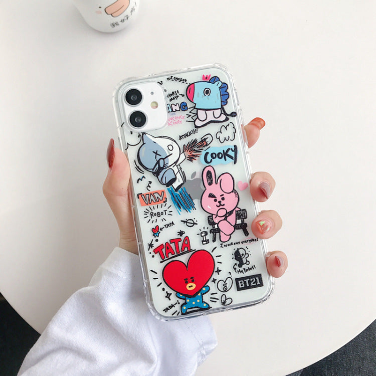 Cartoon bear and rabbit mobile phone case