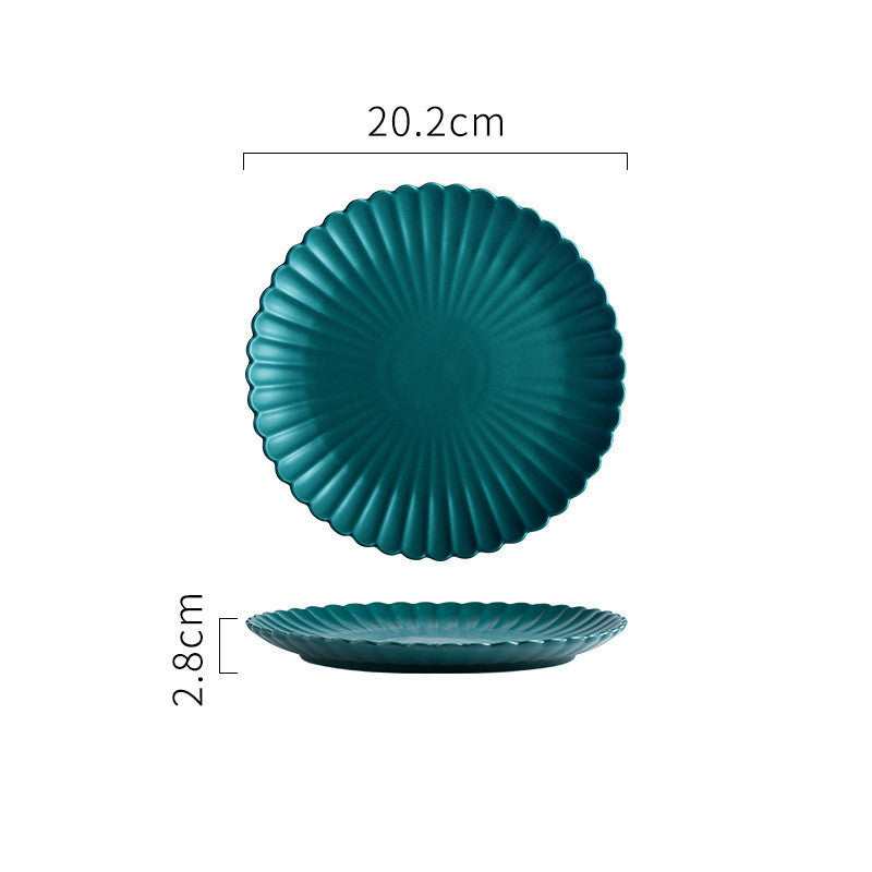 Creative Solid-color Ceramic Plate Round Steak Plate