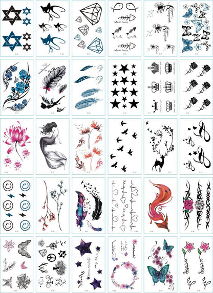 A set of 30 tattoo stickers