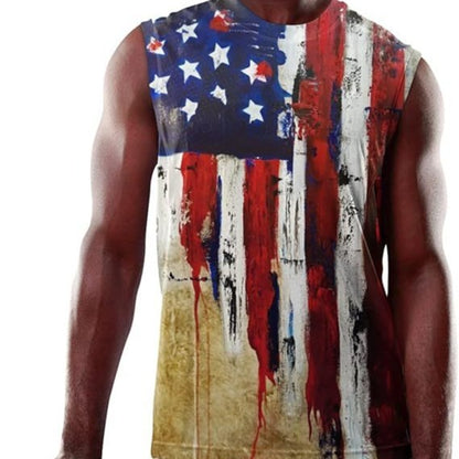 Men's Plus Size Sleeveless 3D Retro Print Vest