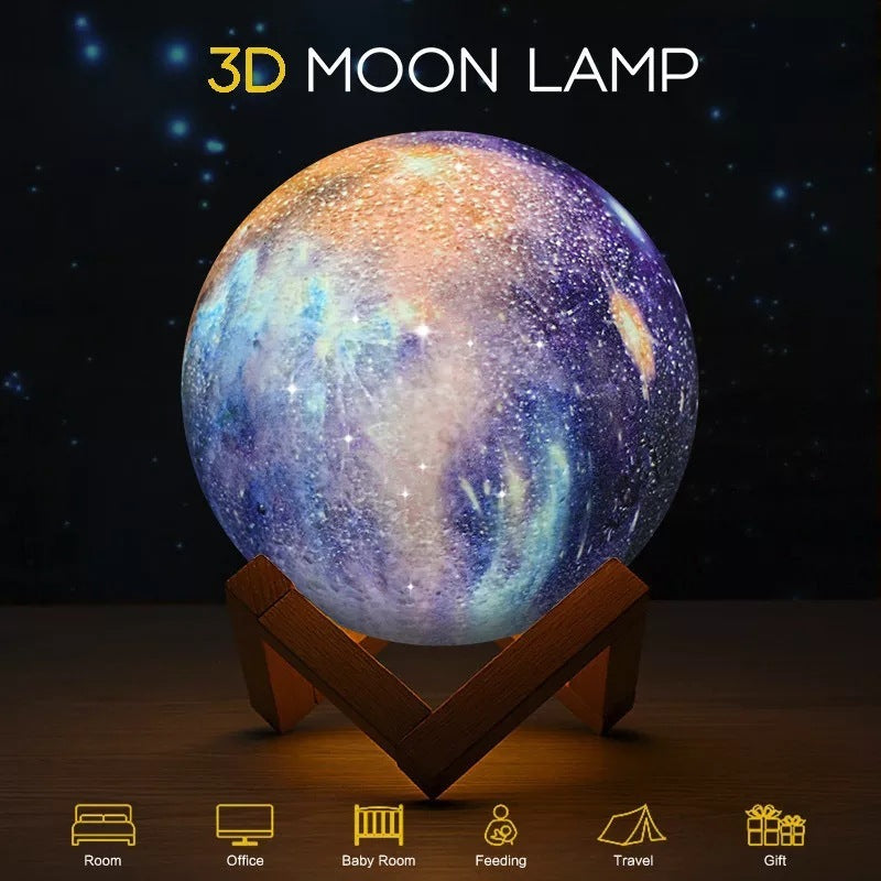 3D LED Galaxy Moon Lamp