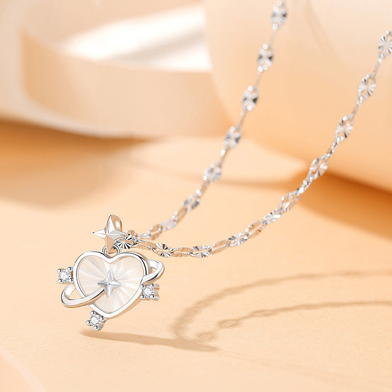Senz Track Sterling Silver Heart Clavicle Chain