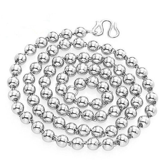 Round Beads Silver Bead Necklace