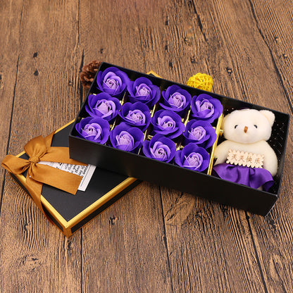 Valentine's Day 12 Bear Rose Soap Flower Gift Box