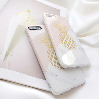 Stitching pineapple marble phone case