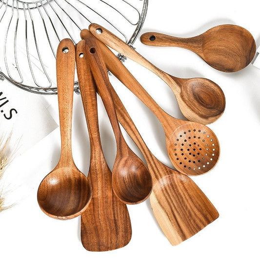 Teak Wood Cooking Utensil Set Kitchen Tools
