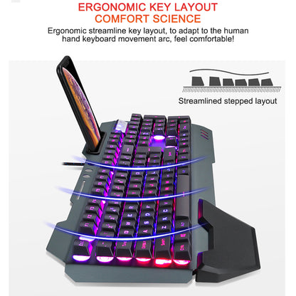 Ergonomic RGB Wired Gaming Keyboard