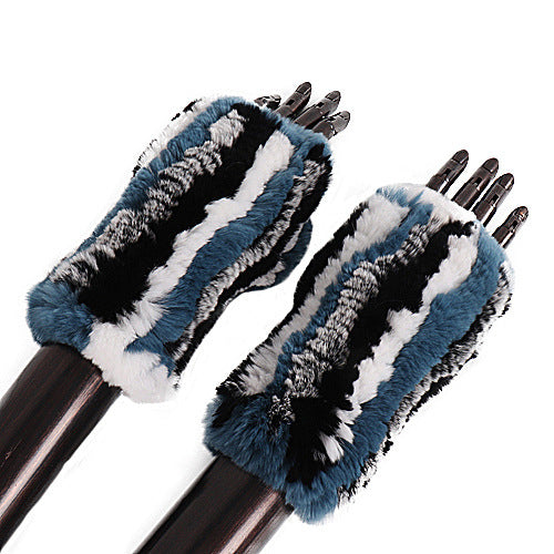 Rex Rabbit Fur Half Finger Gloves