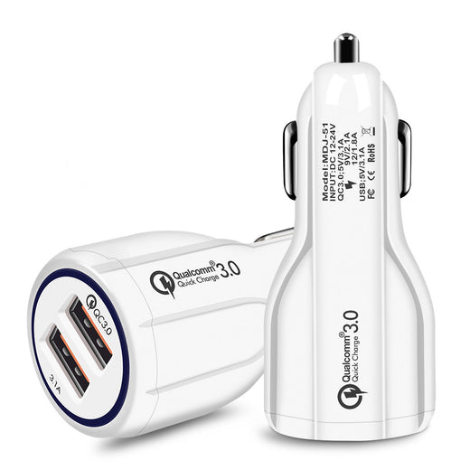 شاحن سيارة ثنائي USB بخاصية الشحن السريع 3.0