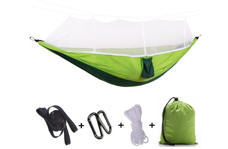 Portable Parachute Hammock with Mosquito Net - Army Green