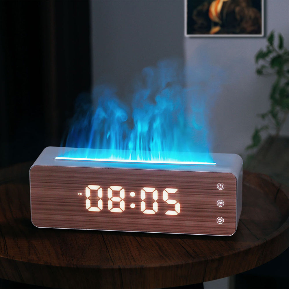 Flame Humidifier Aromatherapy Clock Display