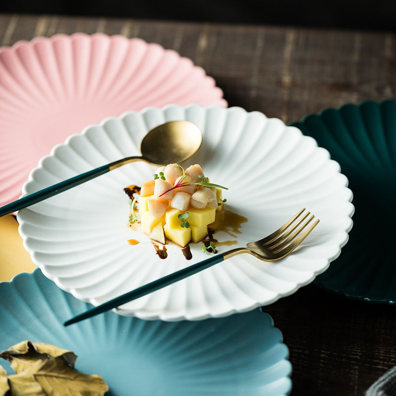 Creative Solid-color Ceramic Plate Round Steak Plate