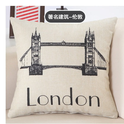 Great Cities Print Cotton Linen Pillow Covers