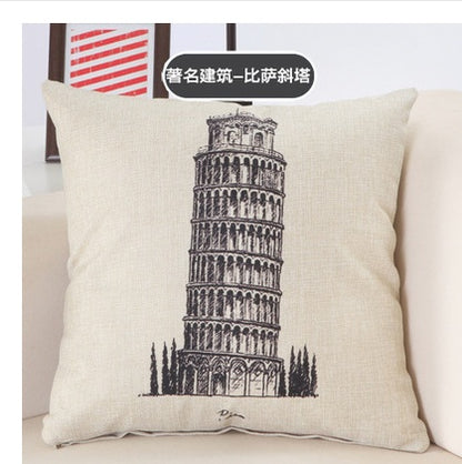 Great Cities Print Cotton Linen Pillow Covers