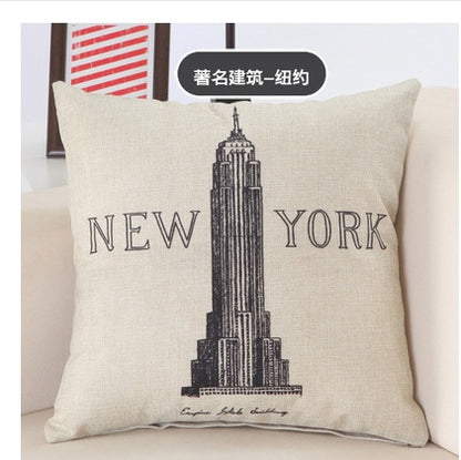 Great Cities Print Cotton Linen Pillow Covers