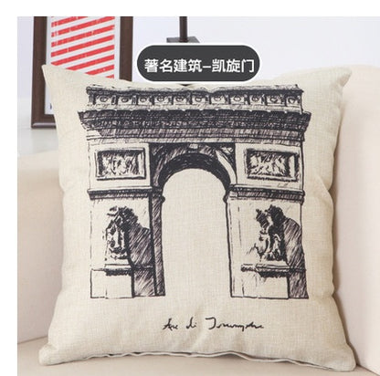 Great Cities Print Cotton Linen Pillow Covers