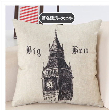 Great Cities Print Cotton Linen Pillow Covers