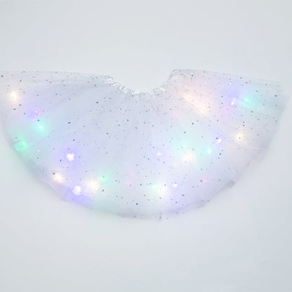 Magical & Luminous  LED Princess Halloween Tutu Skirt Sequins Shiny Skirt