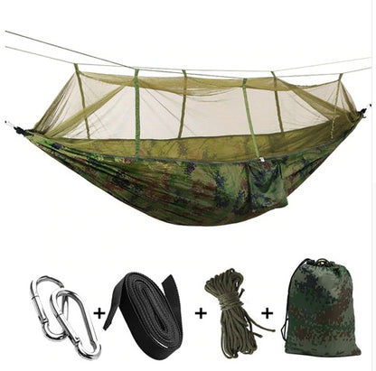 Portable Parachute Hammock with Mosquito Net - Army Green