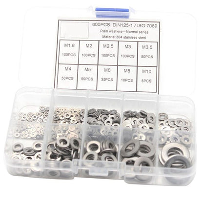304 Stainless Steel Flat Washer Set M1.6–M10