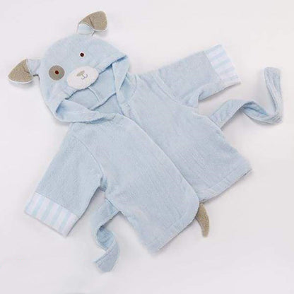 Blue Puppy Hooded Cotton Bathrobe