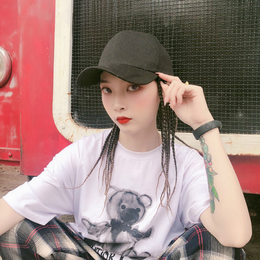 Dirty Braid Hat Wig with Three-Strand Braid