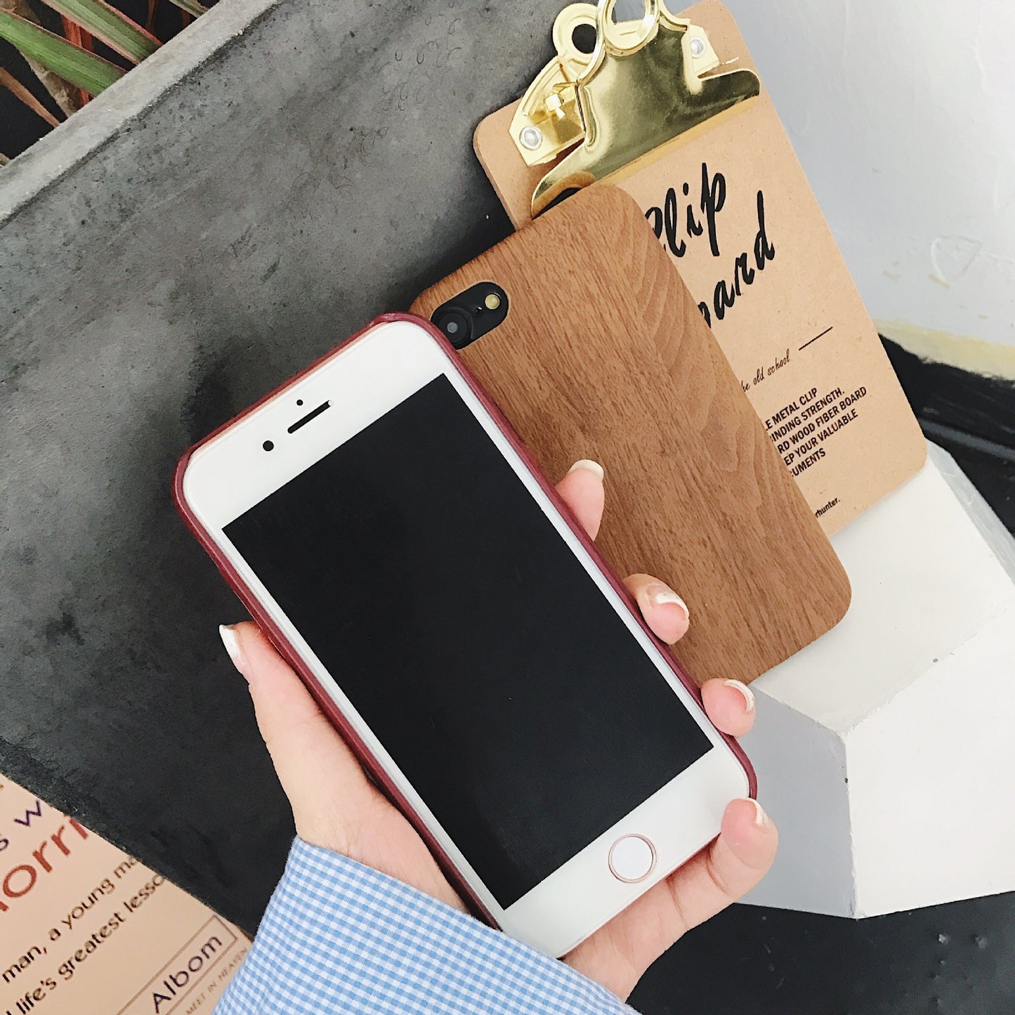 Ultra-Thin Wooden Handset Case with Leather Cover