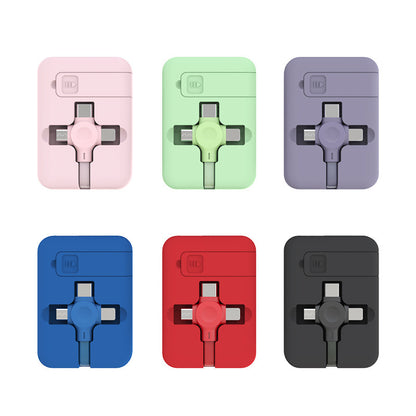 4 in 1 Retractable USB Cable Macaron Type C Micro iPhone