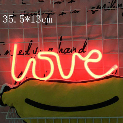 Decorative neon lights at night