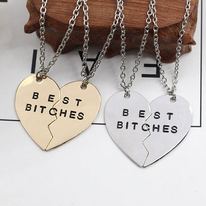 European American Duo Letter Pendant Clavicle Necklace