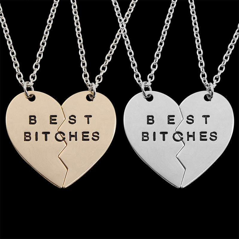 European American Duo Letter Pendant Clavicle Necklace