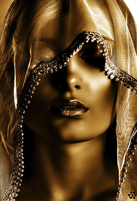 Golden Veil Women Canvas, Nordic Art