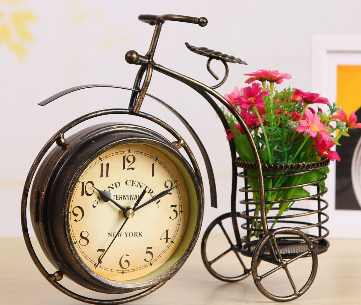 European Style Tricycle Clock Decor Ornament