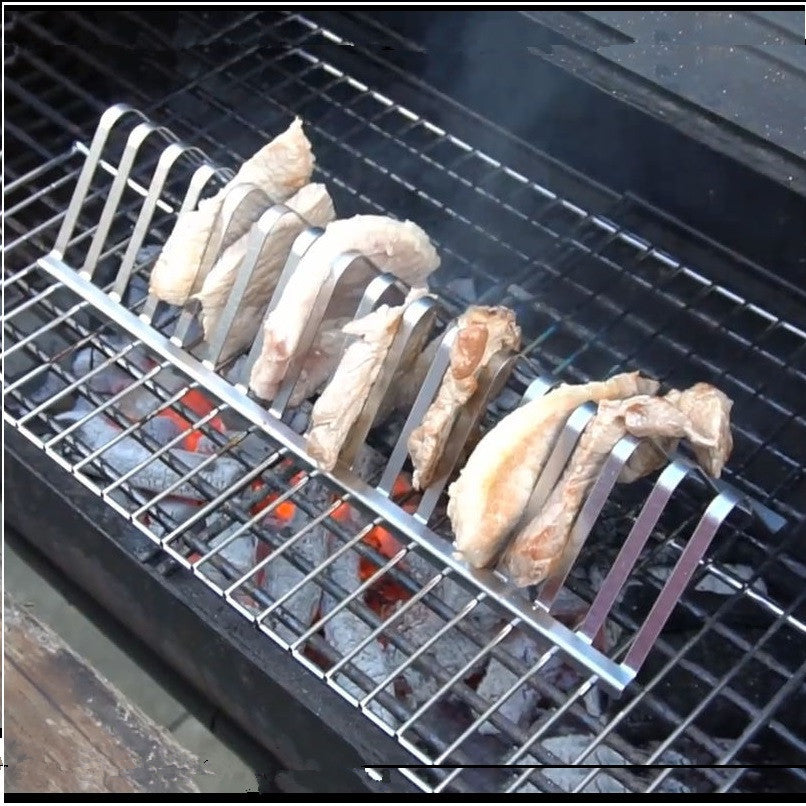 Stainless Steel BBQ Rib Rack Roasting Stand