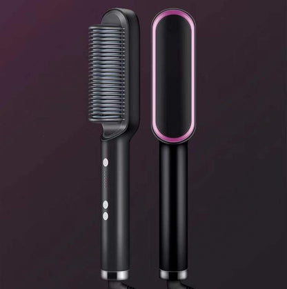 2 In 1 Hair Straightener Hot Comb Curling Brush